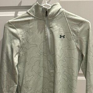 Under Armour Women Medium Mint Green Camo Print Half-Zip Pullover‎ Coldgear